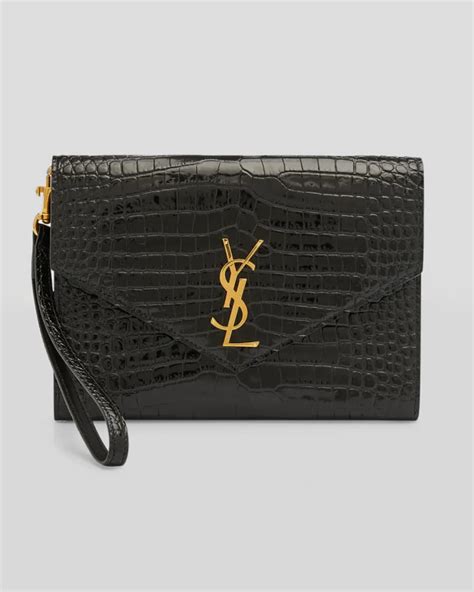 ysl envelope bag used|YSL crocodile envelope bag.